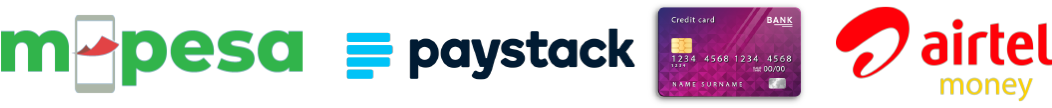 Payment methods supported by Nyotecreation – M-Pesa, Airtel Money, Visa, Mastercard, Paystack